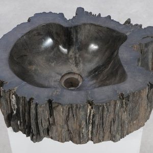 Versteend hout wasbak zwart WVH4493680